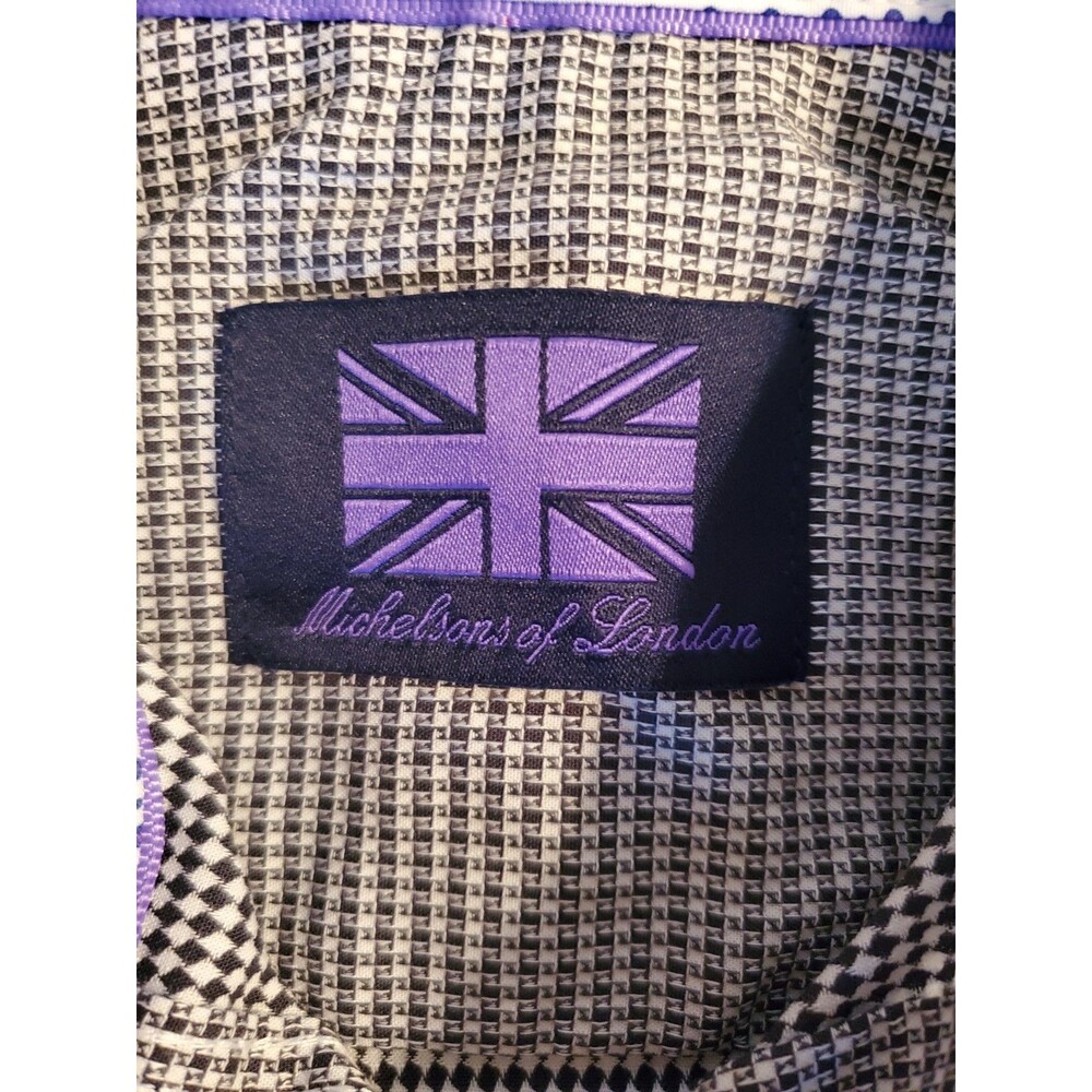 Michelsons of London Wrinkle Free Stretch Gingham Dress Shirt S 14-14.5 32/33 - Picture 13 of 16